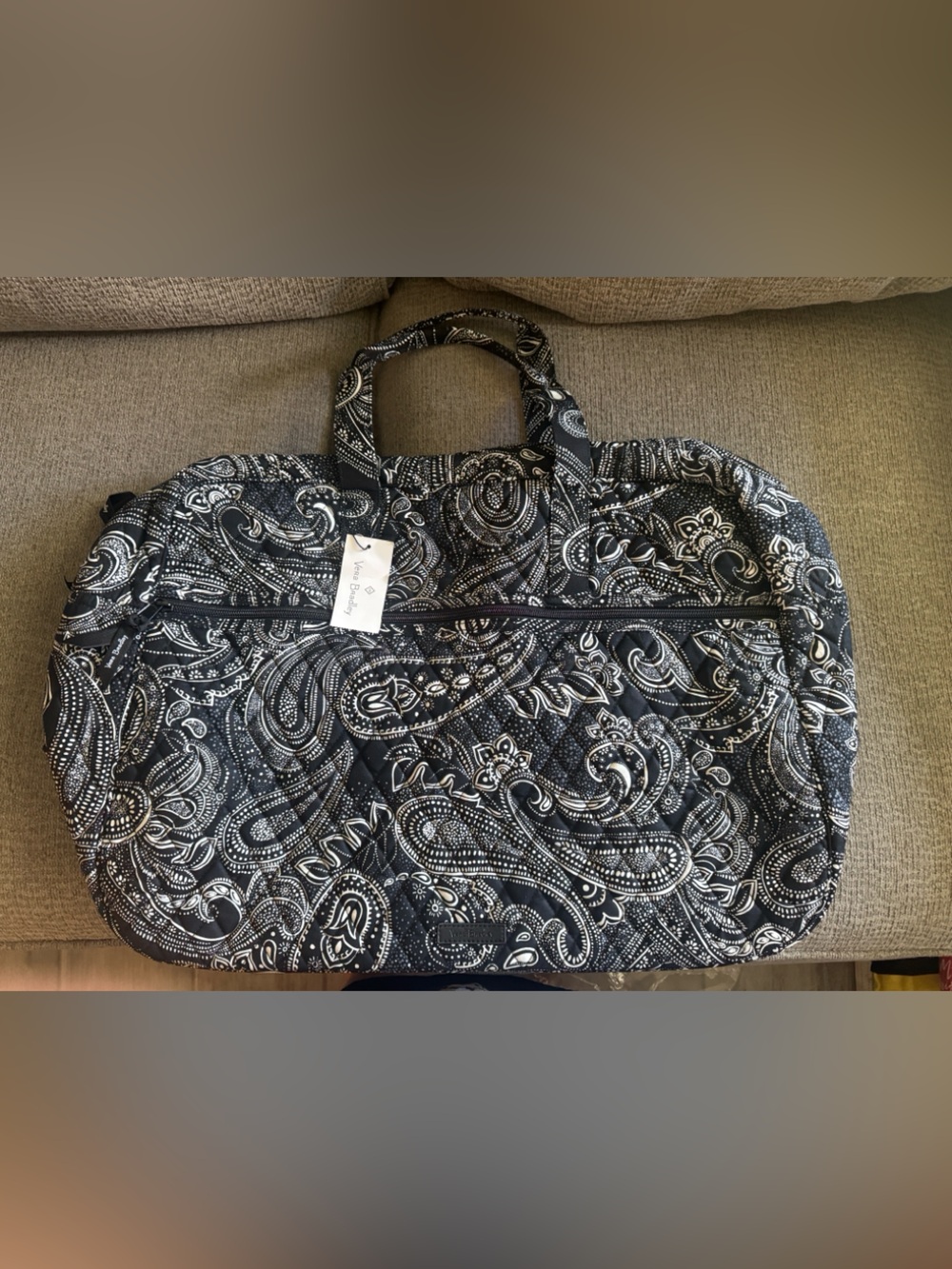 Vera Bradley Stellar Paisley Grand Travelers Duffel in Black and White - NWT